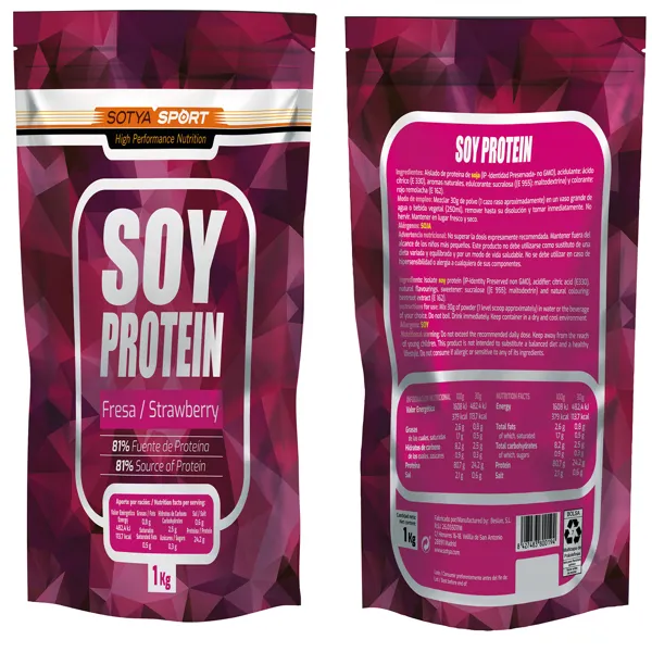 Soy protein 80% fresa 1 kg doypack Sotya
