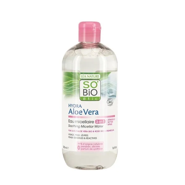 Agua micelar calmante aloe vera & rosas bio 500 ml Sobio
