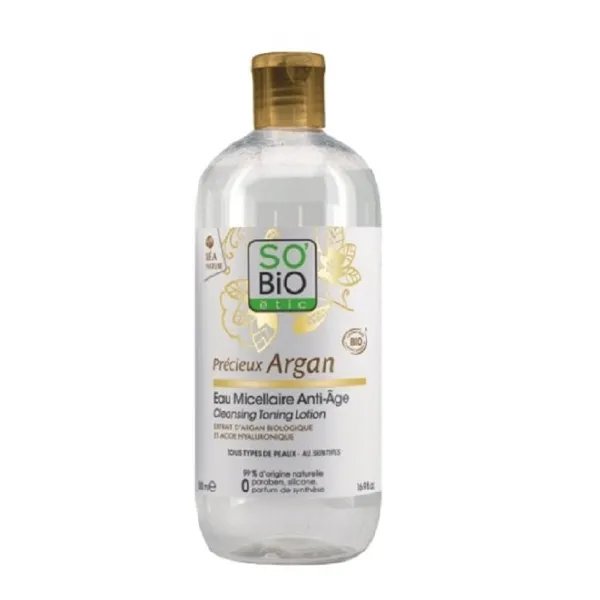Agua micelar antiedad acido hialuronico & argan bi Sobio