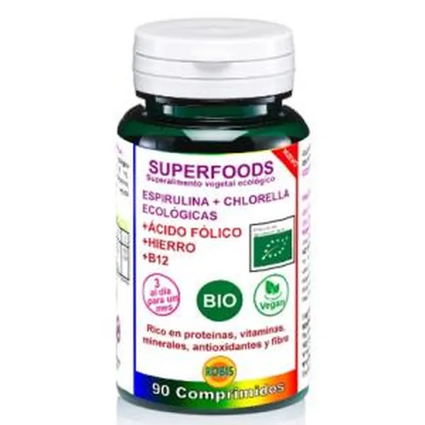 Superfoods espirulina+chlorella bio 90 comp Robis