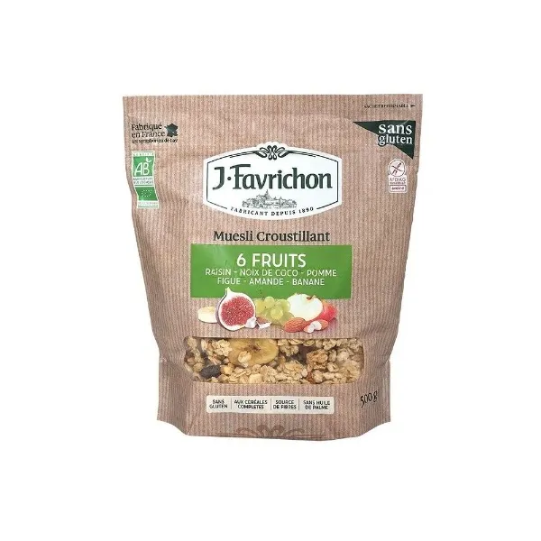 Crunchy muesli 6 frutas 375 g Favrichon