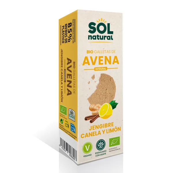 Galletas de avena jengibre canela-limon bio 175 g Solnatural