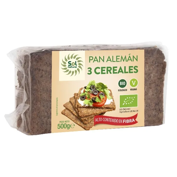 Pan aleman 3 cereales bio 500 g Solnatural