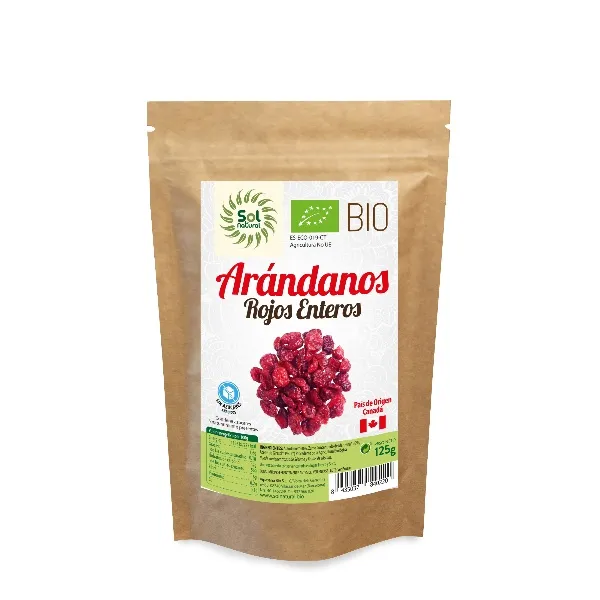 Arandanos rojos de canada sin azucar bio 125 g Solnatural