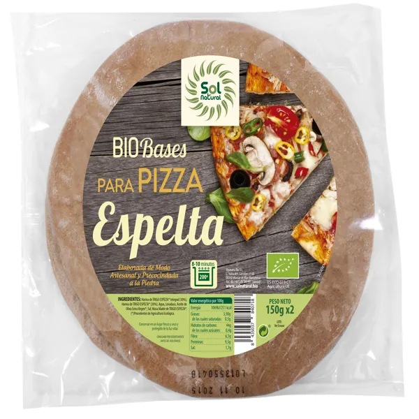 Base de espelta integral masa gruesa bio 2x150 g Solnatural