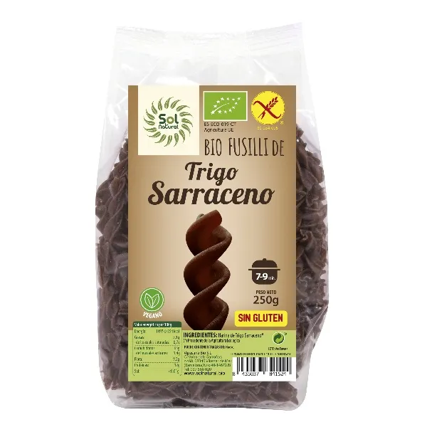 Fusilli trigo sarraceno bio sin gluten 250 g Solnatural