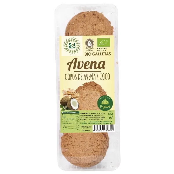 Galletas de avena coco y agave bio 175 g Solnatural