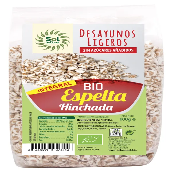 Espelta integral hinchada bio 100 g Solnatural