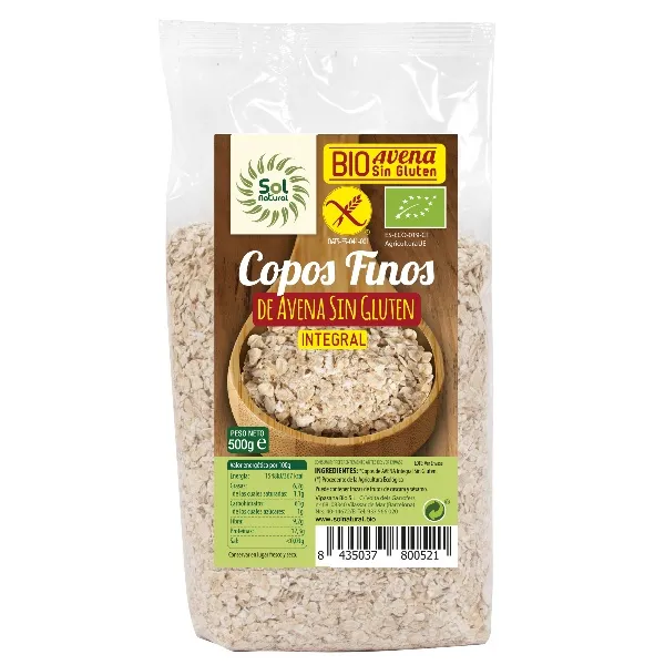 Copos de avena finos sin gluten bio 500 g Solnatural