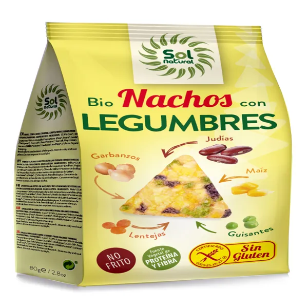 Nachos con legumbres sin gluten bio 80 g Solnatural