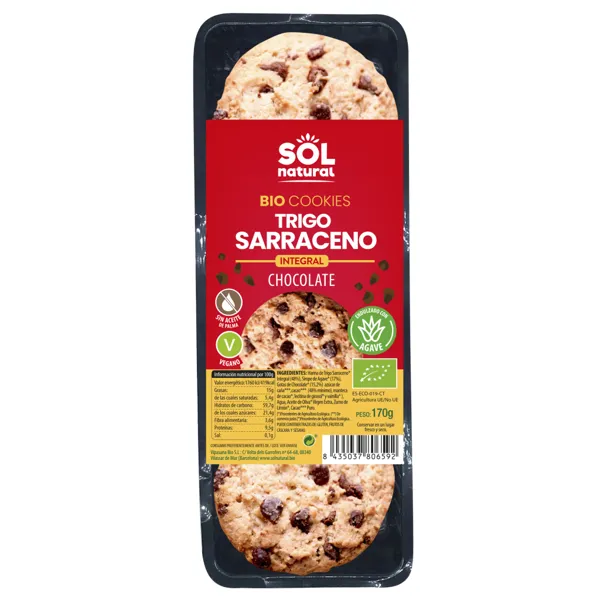 Cookies trigo sarraceno y chocolate bio 170 g Solnatural