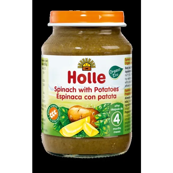 Potito espinacas con patata +4 meses 190g Holle