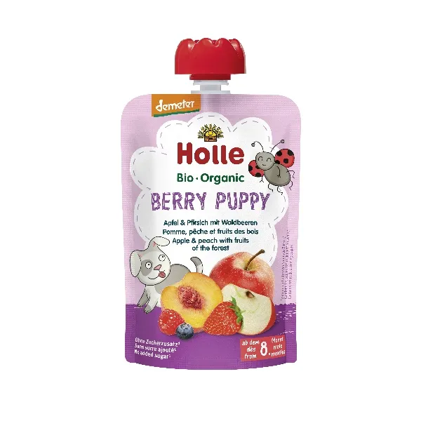 Smoothie manzana, melocoton frutas del bosque +8 m Holle