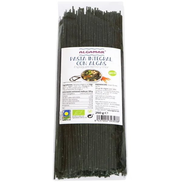 Pasta integral con algas - espagueti 250 g Algamar