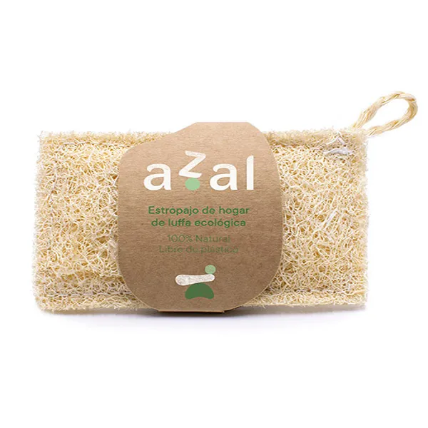 Estropajo de luffa con asa  ergonomico. 12 x 7 cm Azal